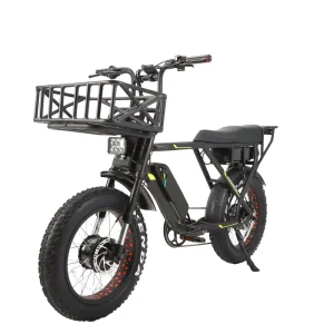 52V Lithium Battery Full Suspension Fatbike Electric Gravel Bike 1000W 20 Inch Retro Men’s EBike with Aluminum Alloy Frame
