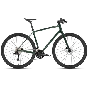 700C Aluminum Alloy Hybrid Racing Bicycle with Carbon Fiber Fork, Flat Handlebars, Hydraulic Thru-Axle, Disc Brakes, and 30-Speed Drivetrain