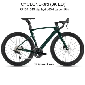 700C Full Carbon Road Bike with 60H Carbon Rim & 24-Speed R7120 Hydraulic Disc Brake for High-Speed Riding
