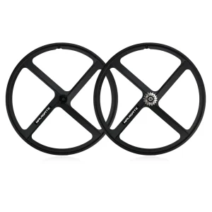 700C Single Speed Fixie Bike Wheelsets 4 Spokes Track Cycle Wheels with V Brake System Magnesium Alloy Wheel Rim