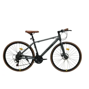 700C Steel 21 Speed Super Lightweight Men’s Road City Bike Straight Handlebar Dual Disc Brakes Rear Suspension