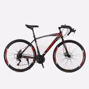 700c Carbon Steel Frame Bicycle Bent Handlebar Road Racing Off-road Adult Bike Men’s Women’s Dual Disc Brake 21 Speed Variable