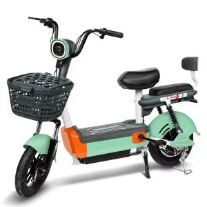 Adult City Electric Bike with 6 Speed 2 Wheel Rear Hub Motor Steel Frame 48V 14″ Wheels
