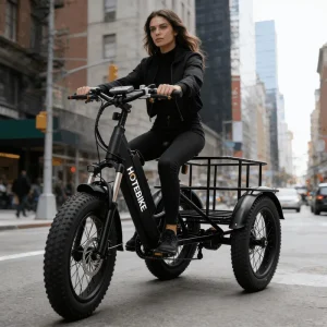 Adult Electric Tricycle 7 Speed 20/24 Inch Ebike Cargo Trailer Fat Tire Electric Trike 3 Wheel Cruiser Electric Cargo Bike