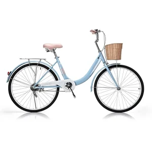 Adult Men’s Classic Style Single Speed Steel Frame Urban City Bike with Front Carrier Aluminum Rims