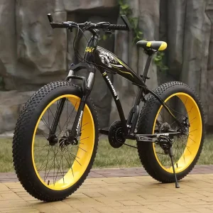 Adult Mountain Bike Fat Tires 21-Speed Rigid Frame Aluminum Dual Disc Brakes Racing Shock Absorption