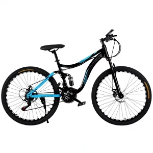 Adult Mountain Bike Men Women-21-Speed Front/Rear Disc Brakes Comfortable Saddle Lightweight Steel Frame 26″ Wheels 100kg Load