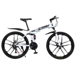 Adult Unisex 26 Inch Mountain Bike Disc Brake 21 Speed Folding Portable Steel Student Bike Lithium Battery