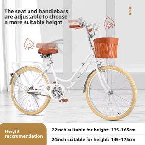 Adult Women’s 24 Inch Carbon Steel Bike with 24 26 Inch Fork Suspension and Front Rear Brakes