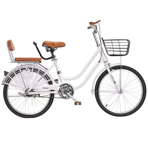 Adult Women’s 24 Inch High Carbon Steel Hard Frame Double V Brakes Lightweight Retro Commuter Single Speed Bike