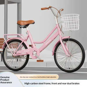 Adult Women’s High Carbon Steel Hard Frame 18/20/22 Inch Lightweight 1 Speed Commuter Bike Aluminum Alloy Rims 150kg Load City