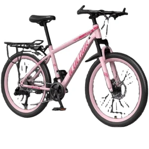 Adult Women’s Mountain Bike Youth Road Campus 24 Inch Dual Disc Brake Shock Absorbing 24 Speed High Carbon Steel Frame Fork