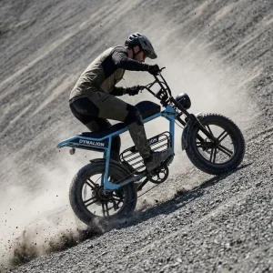 All Terrain Fat Tire Front Suspension Electric Mountain Bike with 7 Speed Drivetrain Trail Ready Cruiser for Gravel Hill Paths