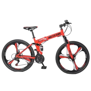 Aluminum Alloy 26″ Mountain Bike Folding Bike with Disc Brake 21 Speed Full Suspension OEM Men’s