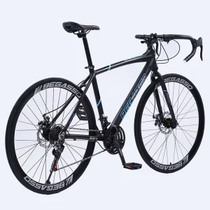 Aluminum Alloy Road Bike Bend Handle Lightweight Racing Men’s Adult Variable Speed Dual Disc Brakes