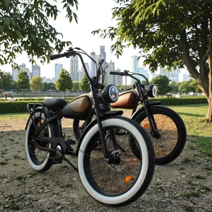 Beach Fat E-Bike 26-Inch Retro Vintage 1000W Electric City Bicycle, Chopper Fat-Tire Electric Bike