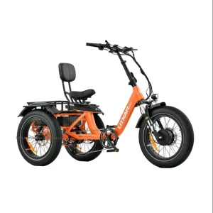 Big Saddle With Backrest and Move Front and Rear Cargo Trishaw Fat Tire Rear 1500W Electric Tricycle Bike