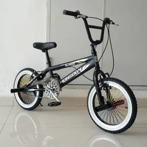 Black Carbon Steel Frame Freestyle BMX Bike, 16″/20″
