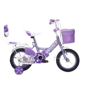 Boys Girls Four-Wheel Kids Bicycle 12-20″-High-Carbon Steel Frame Dual Suspension Adjustable Saddle Training Wheels Back Seat