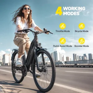 C624 26” Frame 5 Modes 7 Speed 32-37km/h Electric City Bike High Speed Brushless Pedal Assist Digital Charging 36V Lithium