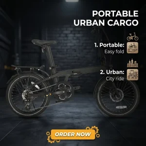 CE Certified Model 20″ Carbon Fiber Folding E Bike for Compact Urban Travel 7 Speed 3