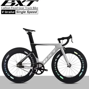 Carbon Fiber Track Bike Frame Track Bike with Front V Rim Brake 700C Aero Completed Bicycle 88mm Carbon Wheels Super Light