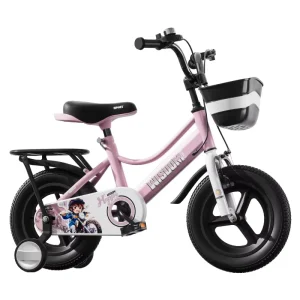 Children’s 4 Wheel Bike for 3 Year Old Toddlers and 5 Year Old Boys Girls with 14 Inch Wheels Training Wheels Plastic Basket