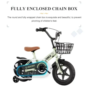 Children’s Bicycle with Auxiliary Wheels Steel Frame 12 Inch for Kids 5-8 Years Old