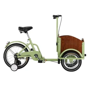 Children’s Foldable Cargo Tricycle Safety High-Carbon Steel Frame with Cargo Basket Kids Cargo Bike