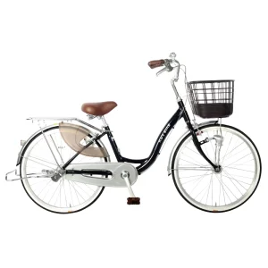 Classic 24 Inch Women’s Single Speed Gear City Bicycle Vintage High Carbon Steel Bike with Basket