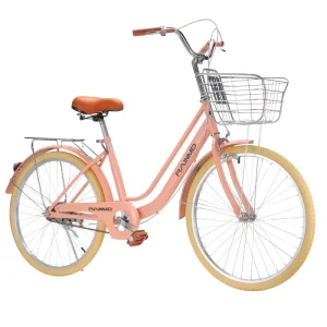 Classic Lady City Bike Single Speed Women’s Bicycle with Basket and Rear Seat for Adults 24” 26” Carbon Steel Urban Bicycle