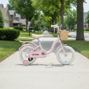 Colorful Children’s Bicycles (14-inch 16-inch 18-inch) for Boys and Girls Aged 2-10 with White Wheels and Plastic Baskets