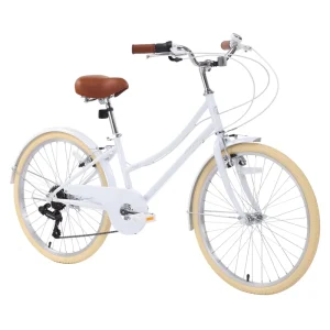 Cruiser Bike for Adult Women Female Lightweight Step Through 24 Inch Steel Frame City Commuter Comfort Lady Bicycle 6-Speed