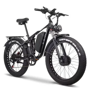 Custom Aluminum Alloy Brushless Dual Motor Electric Mountain Bike 26 Inch Wheels 7 Speed Fat Tire Lithium Dual Hydraulic Brakes