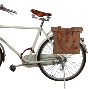 Custom Canvas and Leather Roll top Clip On Bicycle Panniers Bag Women’s Shoulder Tote Bag Bicycle Big Travel
