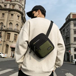 Custom Men’s Minimalist Chest Waterproof Outdoor Backpack Geometric Patterned Sling Unisex Softback Compatible Shoulder Bag