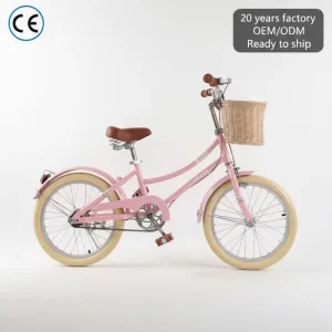 Customized 20 22 Inch V-Brake With Basket Adjustable Vintage Retro Kids Bike for Children