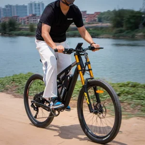 DH420 Electric Mountain Bike Full Suspension 7 Speed Brushless 27.5 Tire Aluminum Frame Waterproof E MTB