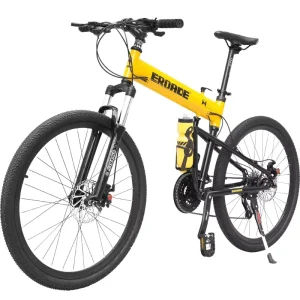 EROADE Aluminum Alloy Folding Mountain Bike Lightweight Variable Speed Dual Disc Brake Front Suspension 27.5 29 Men’s Adult
