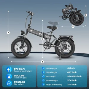 EU USA Warehouse Fat Tires 48V Fatbike 250W Folding Bike 20 Inch Ebike Electric Bicycle for Adults