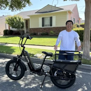 EU Warehouse OEM K008 20 inch Fat Tire Electric Family Cargo Bike 48V 15AH Lithium Battery 7 Speed Carbon Steel Frame Rear Hub Cargo