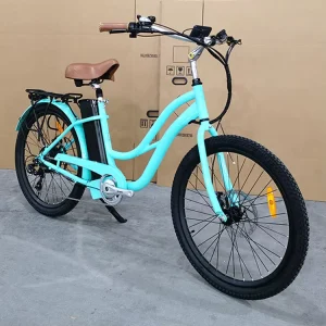 Women’s City E-Bike, 500W Rear Motor, 26-Inch Electric Bicycle, Beach Cruiser E-Bike