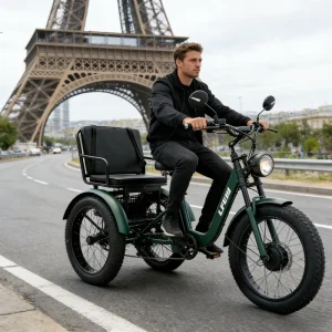 Electric Assist Tricycle 24 Fat Tire Three Wheel Bicycle Stable Comfortable Cargo Cruiser Trike