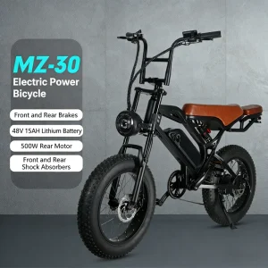 Electric Bicycle High Carbon Steel 20” (4.0″) Fat Tire 48V 250W-1000W 15Ah Dual Hydraulic Disc Brakes Front/Rear Shock