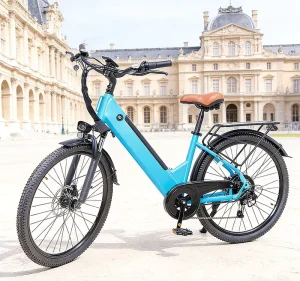 Electric City Bicycle 48V500W Seven Speed Shock Absorption Dual Disc Brake Front and Rear Lights Lithium Battery Digital