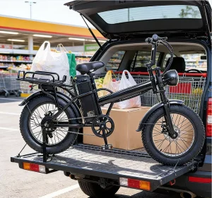Electric City Cargo Bike 48V500W Fat Tires Rear Luggage Rack Disc Brake Front and Rear Lights Lithium Battery Front Suspension