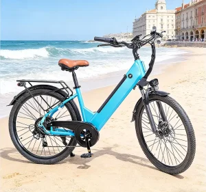 Electric City Leisure Bicycle 48V500W Seven Speed Shock Absorption Disc Brake Front and Rear Lights Lithium Battery