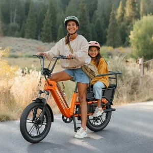 Electric Long Tail Cargo Bike for Urban and Family Use 2-3 Kids and Pet Seats Large Capacity Foldable Pedal Assist