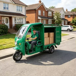 Enclosed Cabin Carbon Steel Frame Express Delivery 3 Wheel Electric Cargo Bike Tricycle for Freight Logistics Transport