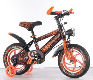 Factory 12 Inch Kids BMX Bike with Steel Frame and Training Wheels Shock Absorption for Boys and Girls